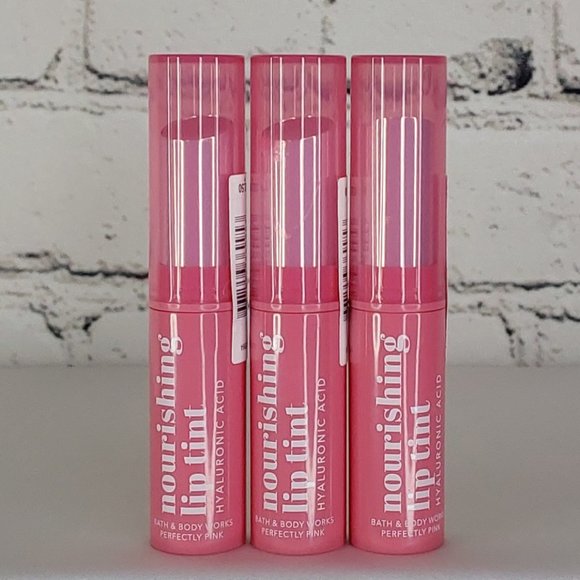 BATH & BODY WORKS 'PERFECTLY~PINK' NOURISHING LIP TINT 3-PIECE SET